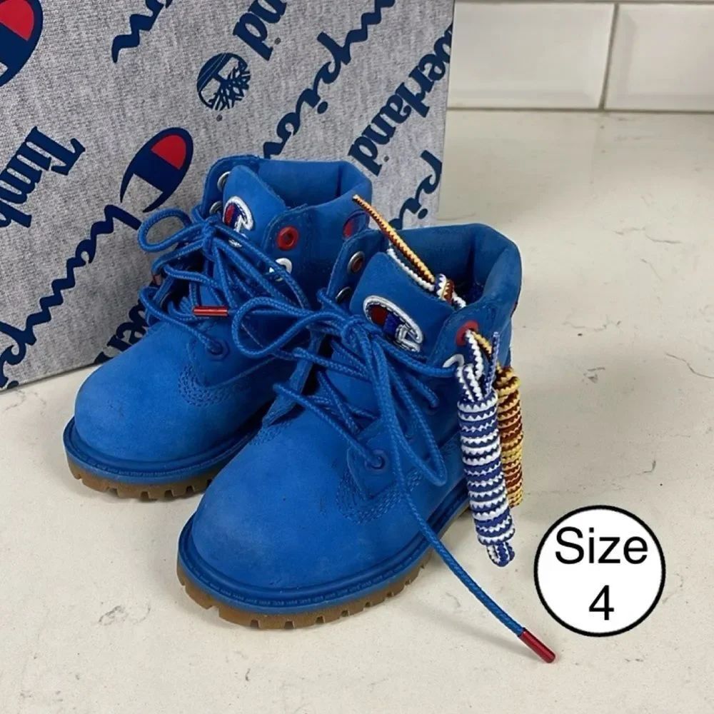 Timberland X Champion Collab Premium 6” Waterproof Boot Bright Blue Size 4